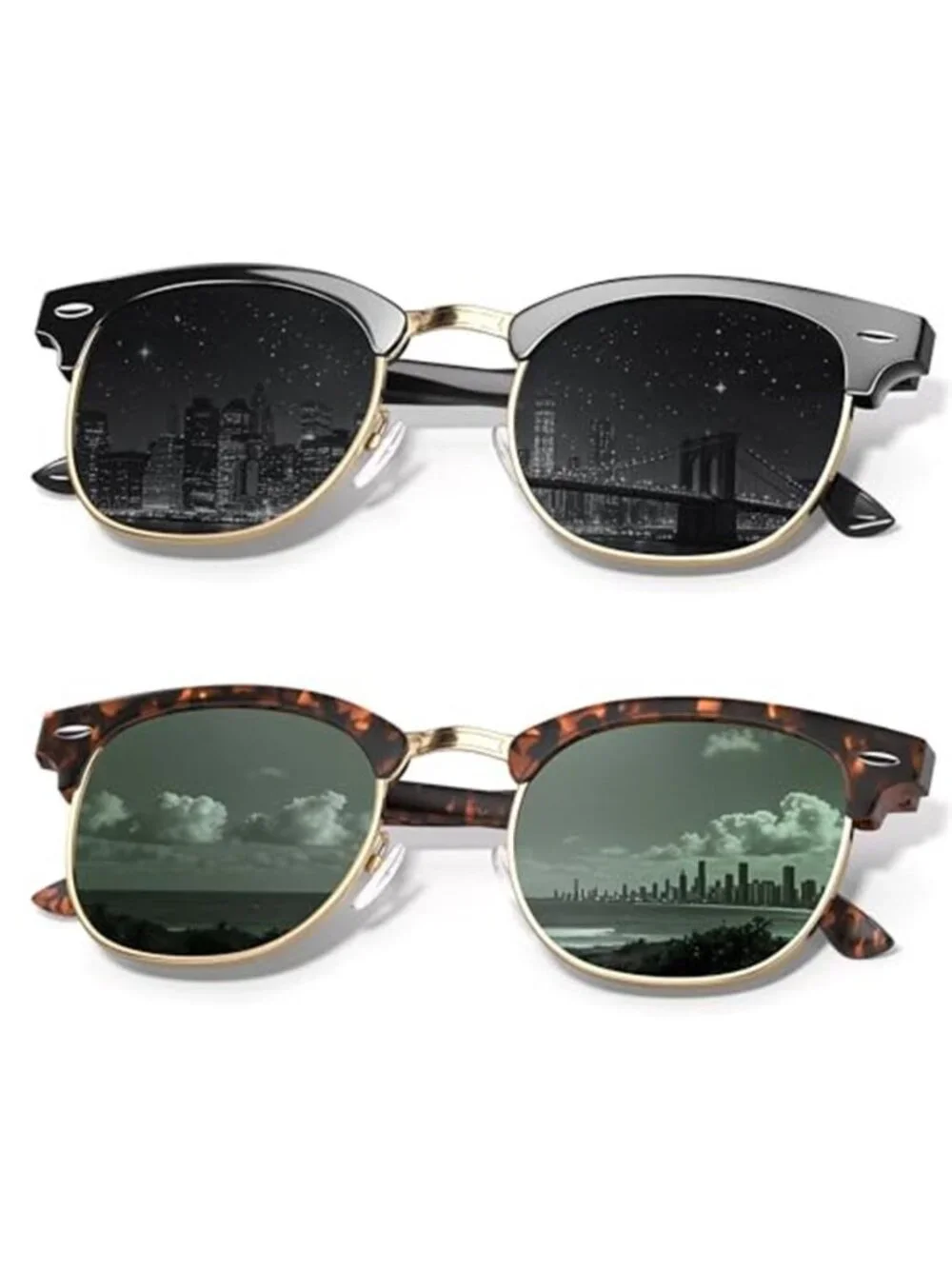 Women's Classic Semi-Rimless Frame Polarized Sunglasses